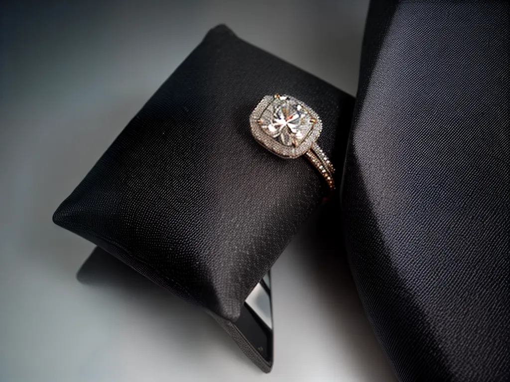 Fotos anel diamante brilhante veludo preto