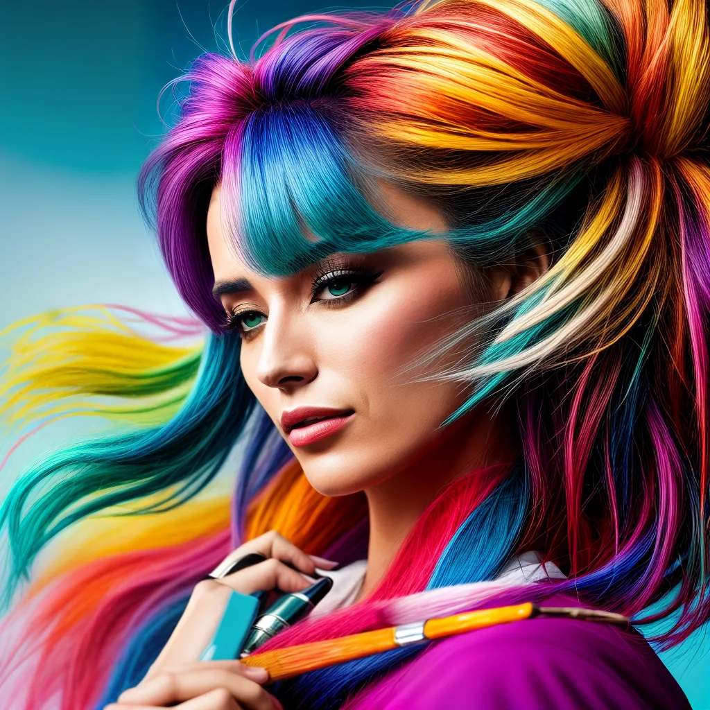 Fotos arte feminina poder pincel colorido
