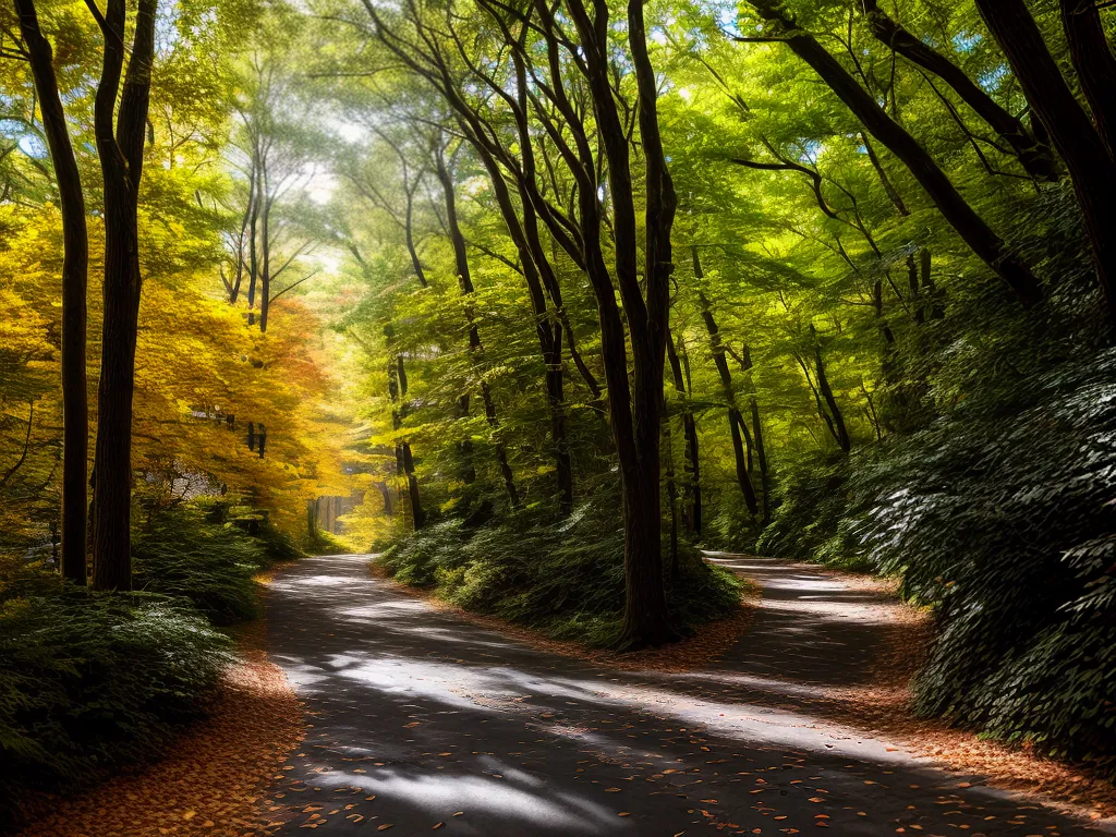 Fotos caminho outono folhagem ilusao