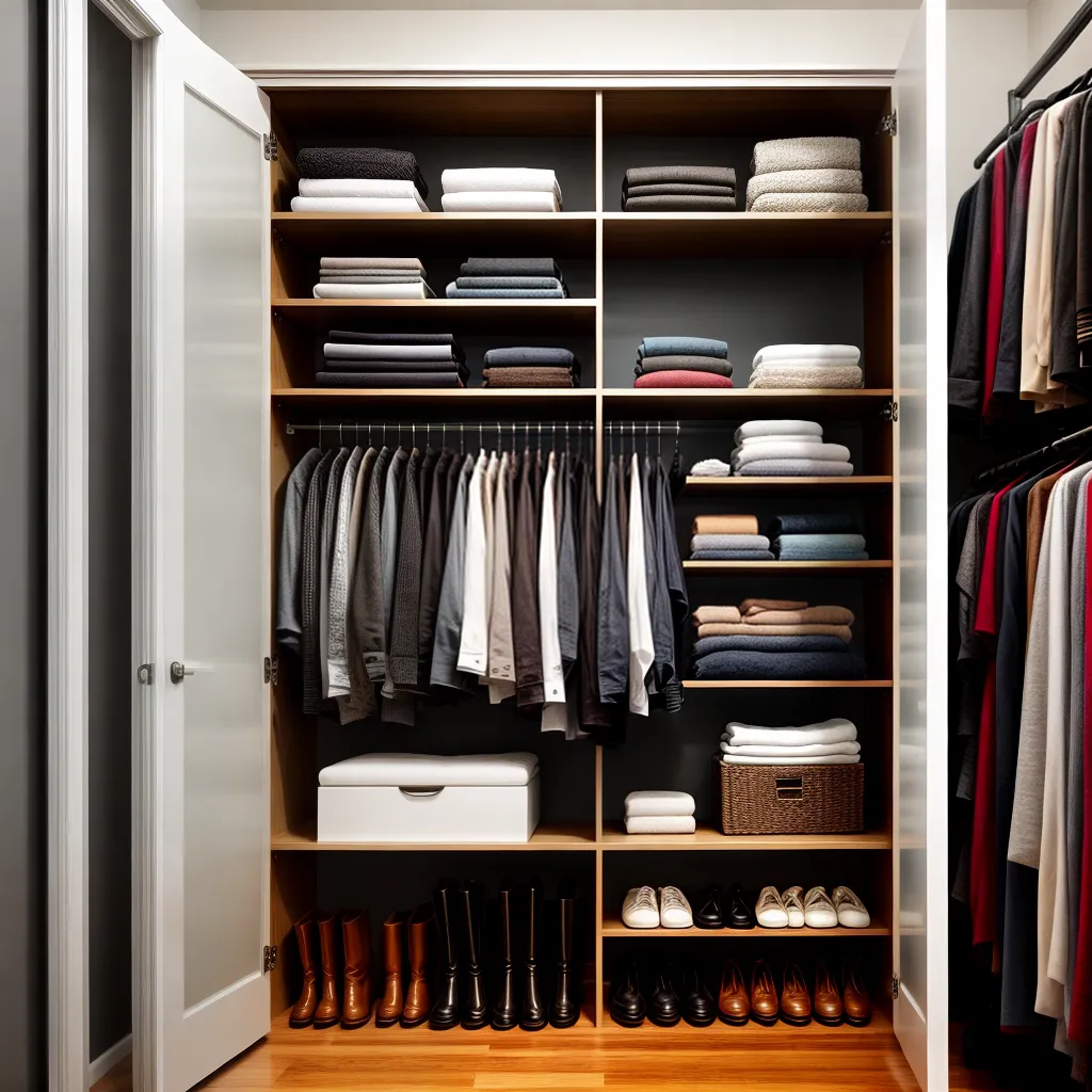 Fotos closet organizado caixas acessorios roupas