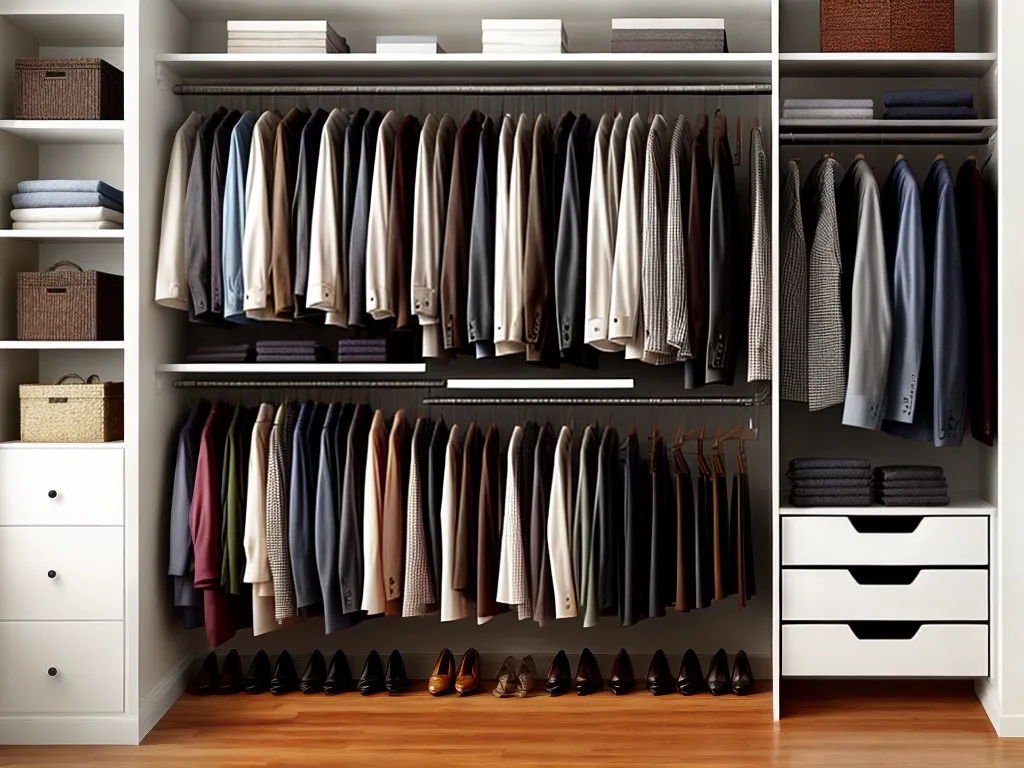 Fotos closet organizado compartimentos roupas acessorios