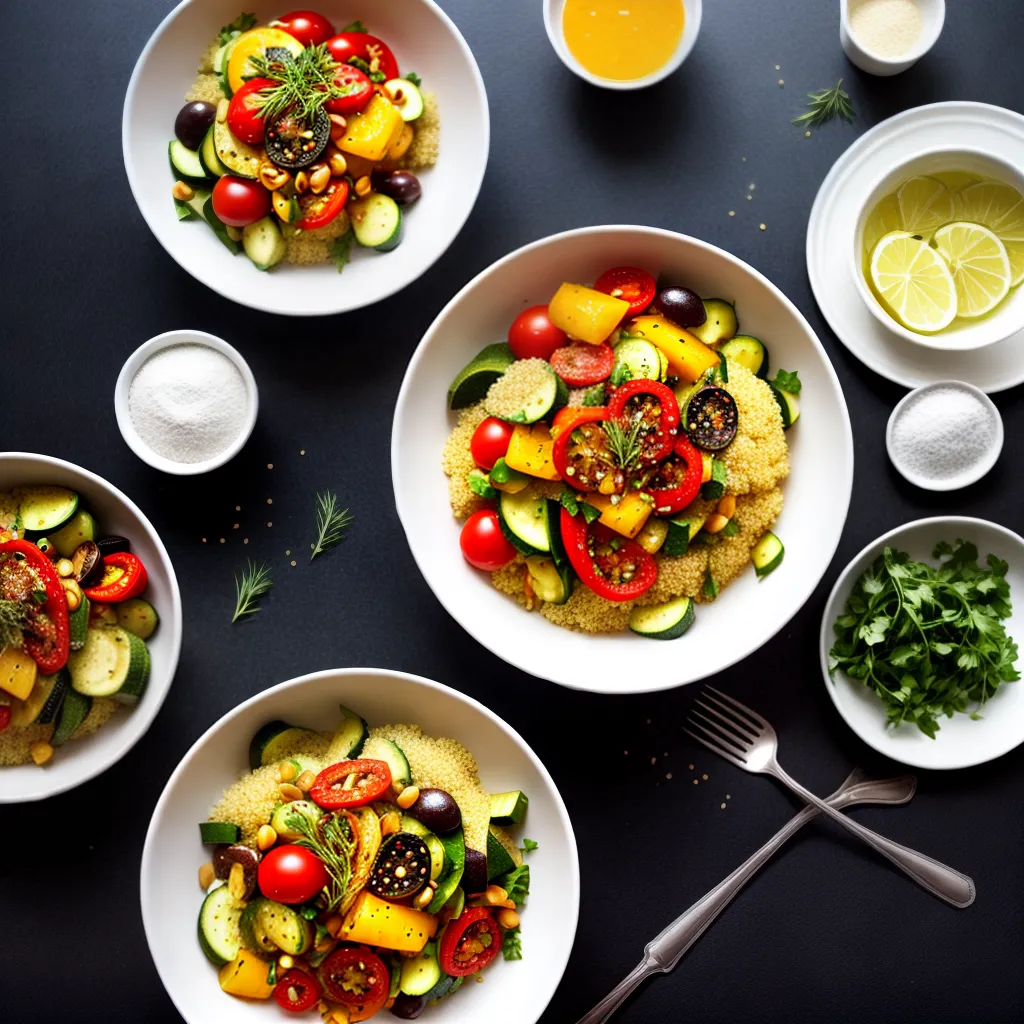 Fotos cuscuz legumes assados coloridos