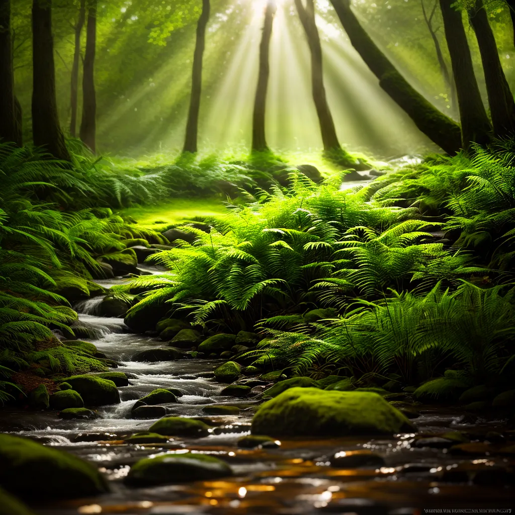Fotos floresta verde raios sol