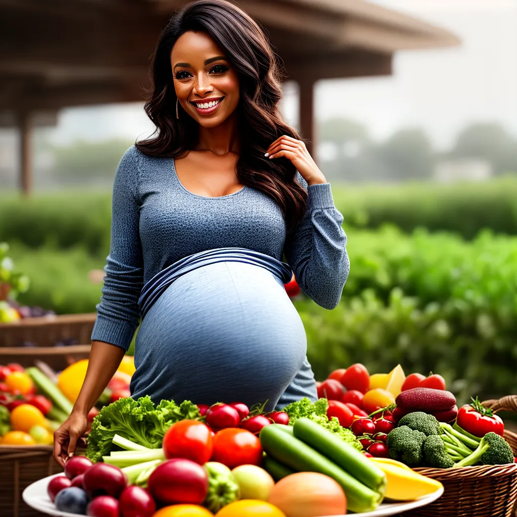 Fotos gravida sorrindo frutas legumes 1