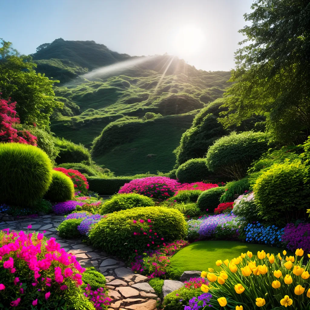 Fotos jardim colorido flores verde sereno