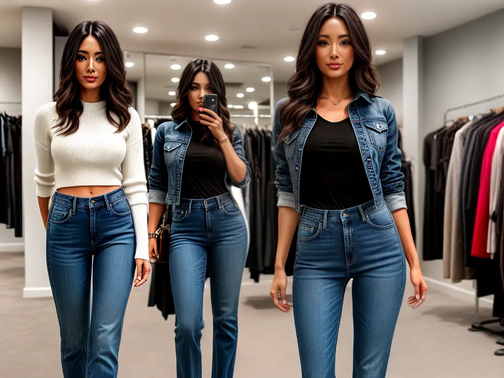 Fotos jeans provador mulher tamanhos