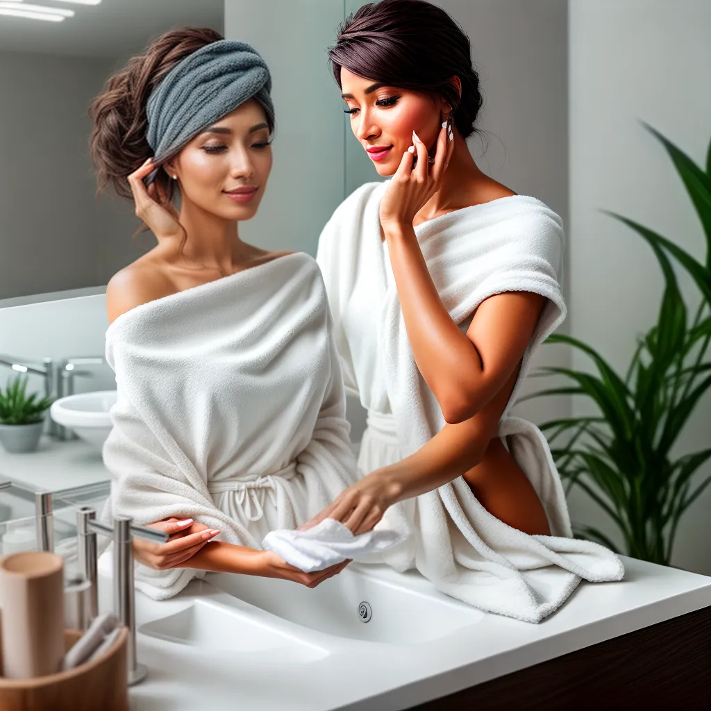Fotos limpeza pele mulher espelho flores