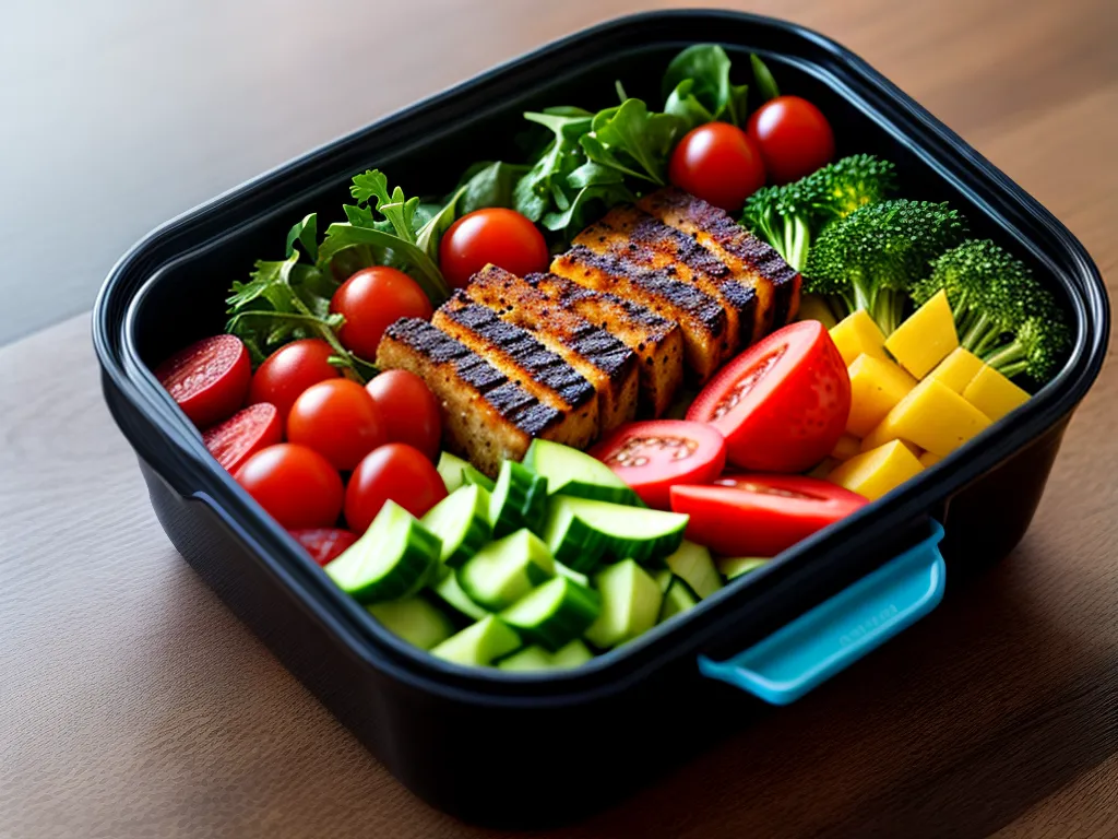 Fotos lunchbox salada colorida quinoa frutas