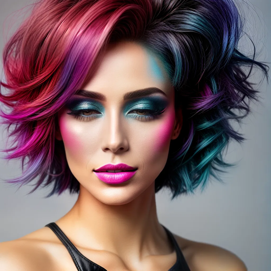 Fotos maquiagem artistica mistura cores