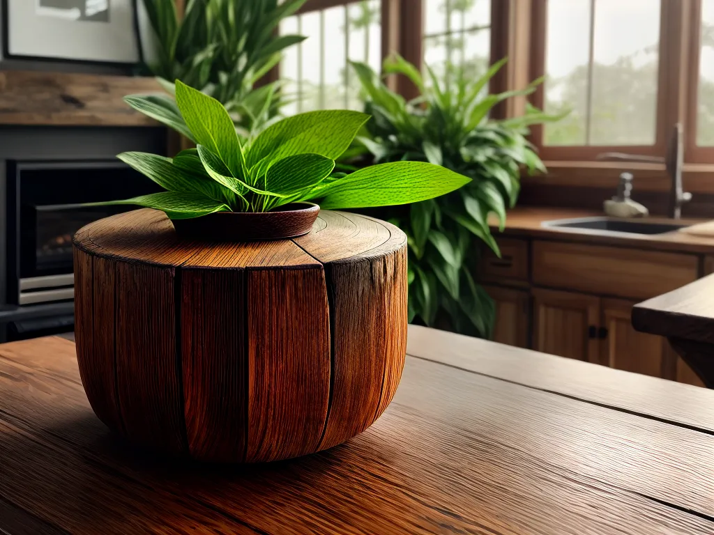 Fotos mesa madeira jatoba vasos plantas