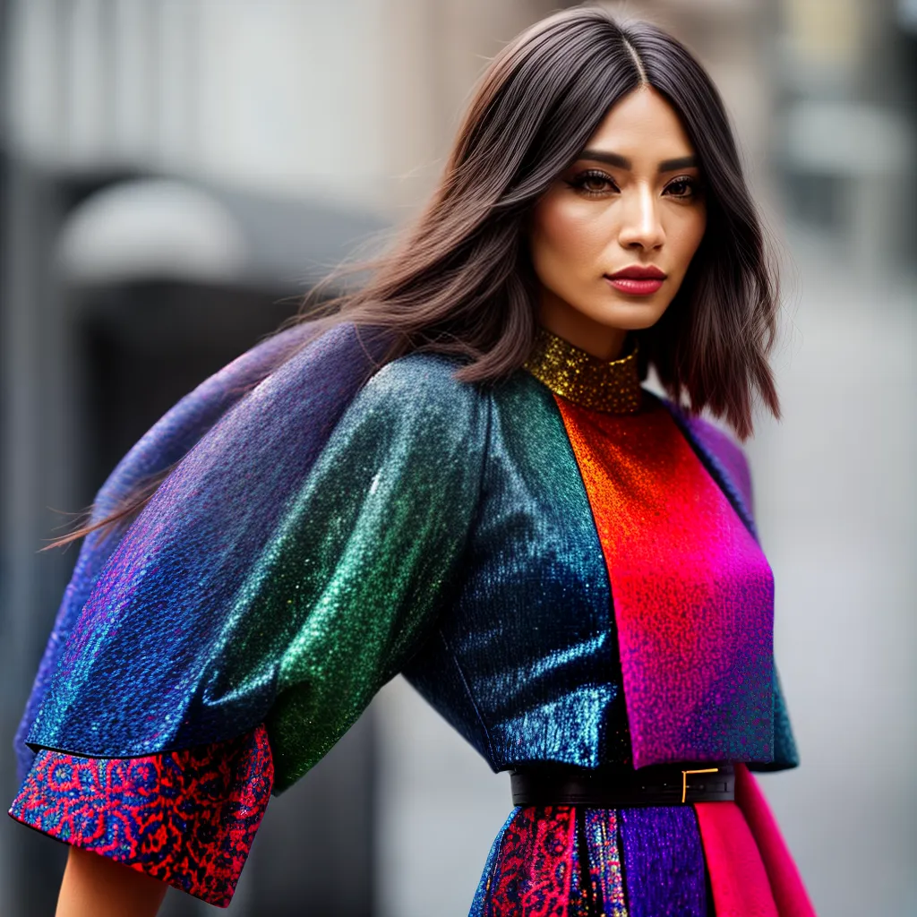 Fotos moda mulher confiante colorida
