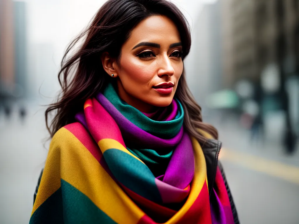 Fotos mulher estilosa cachecol colorido