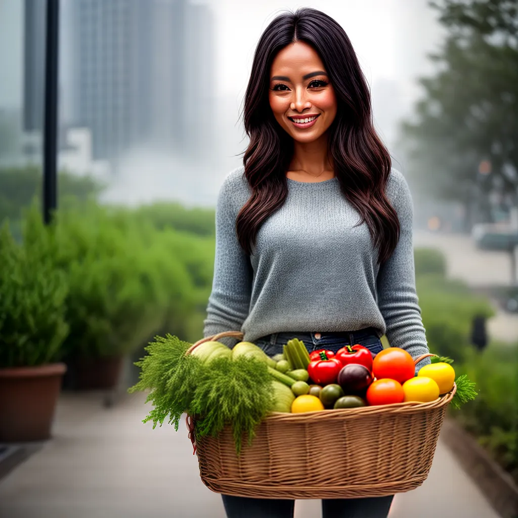 Fotos mulher sorriso cesta frutas legumes saude vaginal