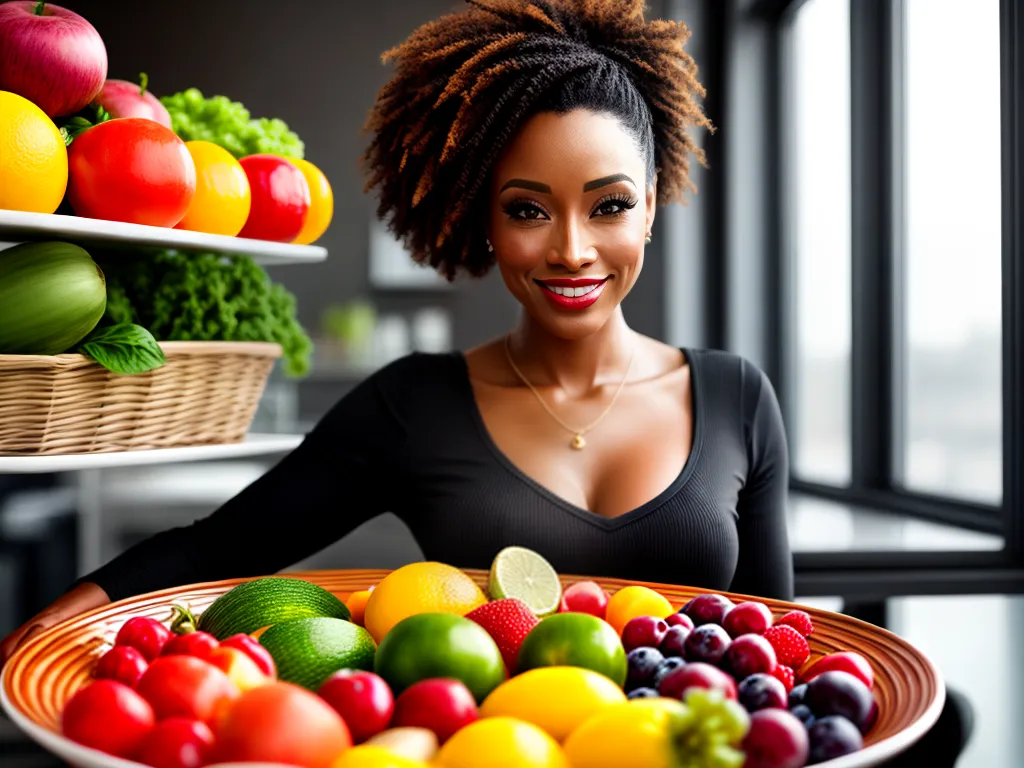 Fotos mulher vitaminas frutas legumes saude