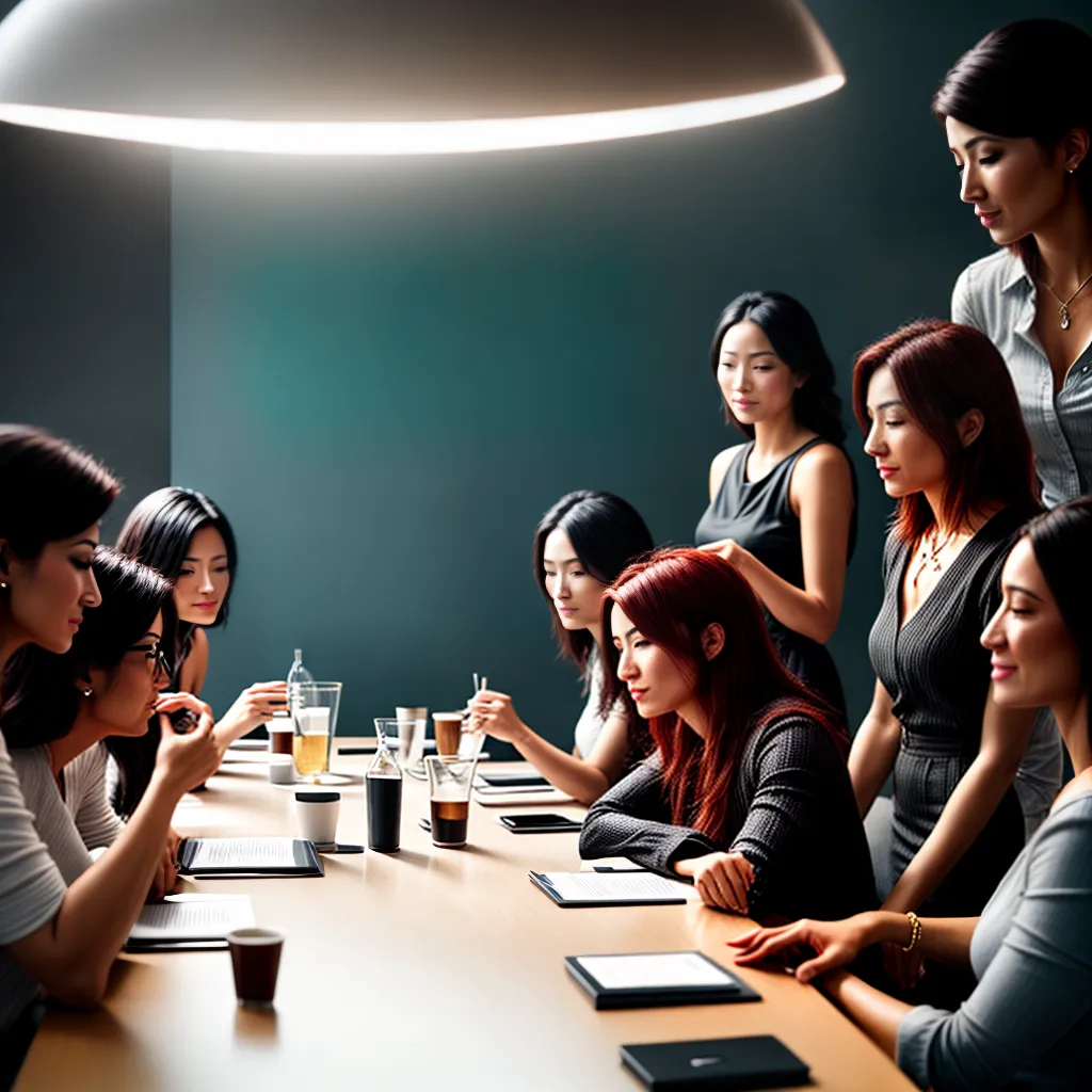 Fotos mulheres negocios diversidade mesa