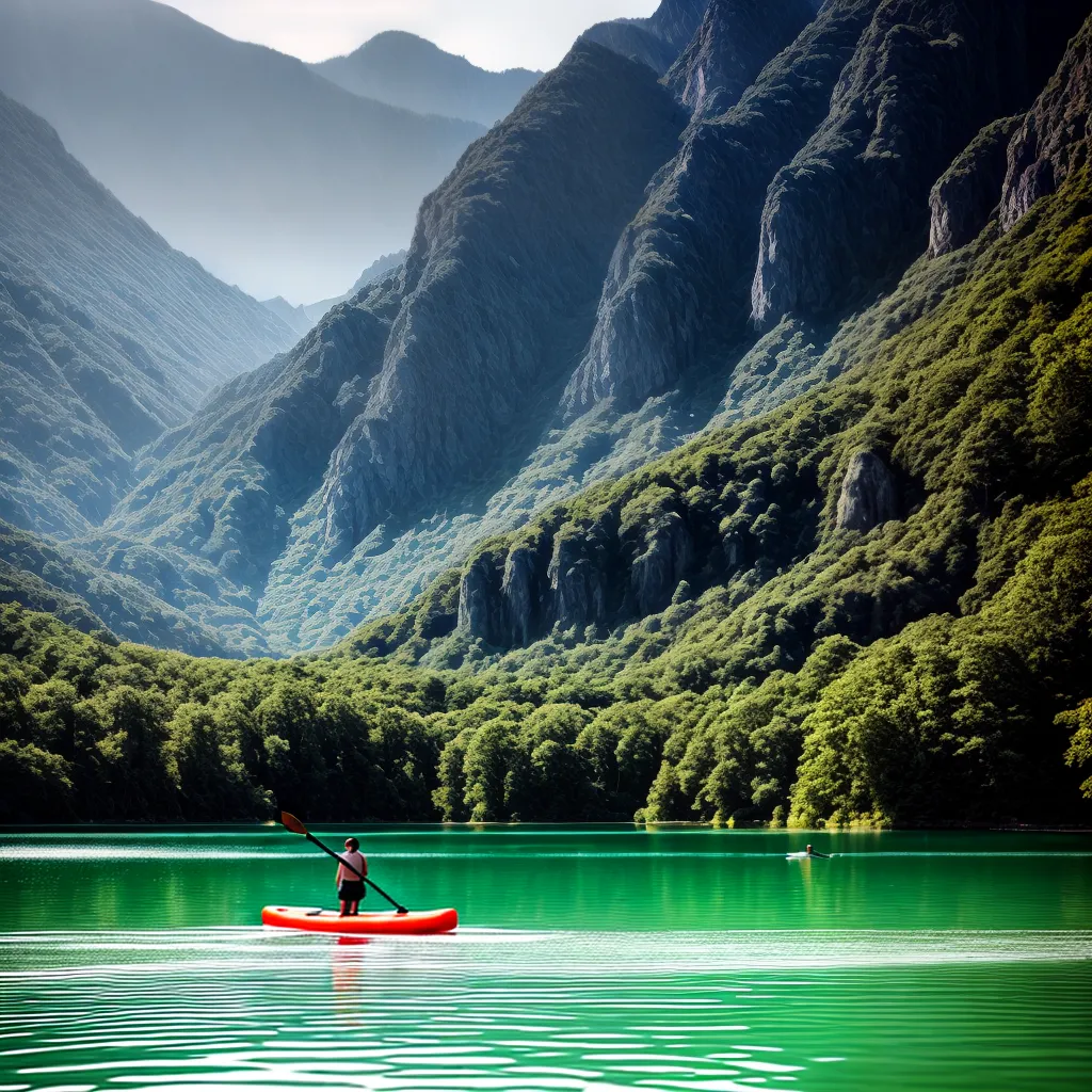 Fotos paddleboard lago montanha natureza