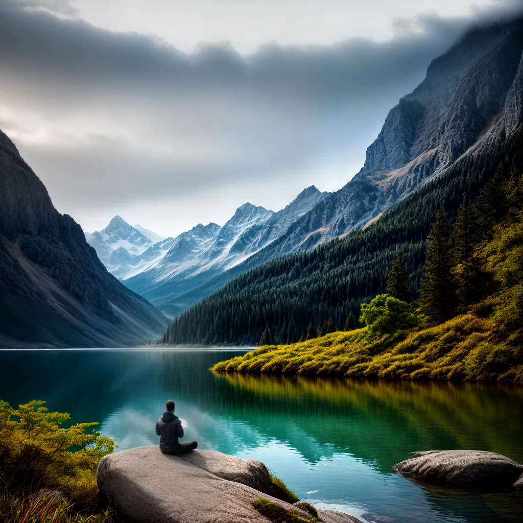 Fotos paz meditacao lago montanhas