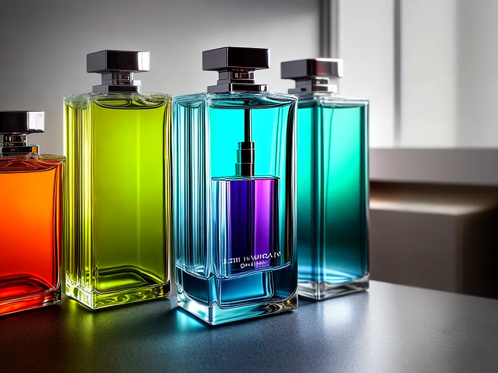 Fotos perfumes coloridos variedade prateleira