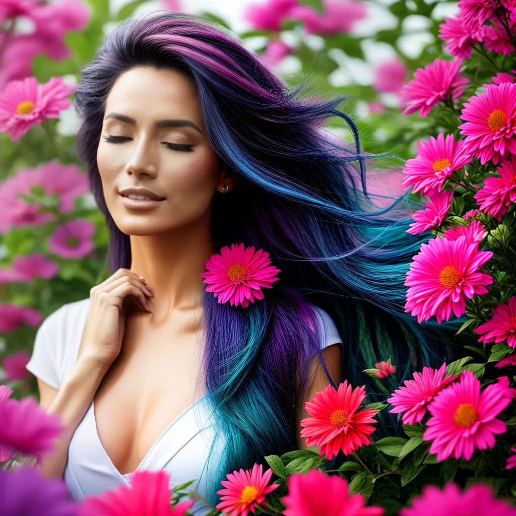 Fotos pintura mulher meditacao flores poder feminino