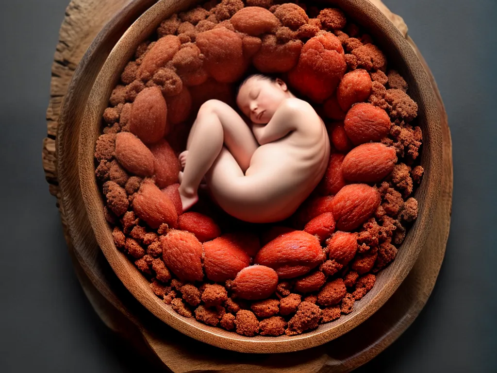 Fotos placenta corte transversal nutrientes feto