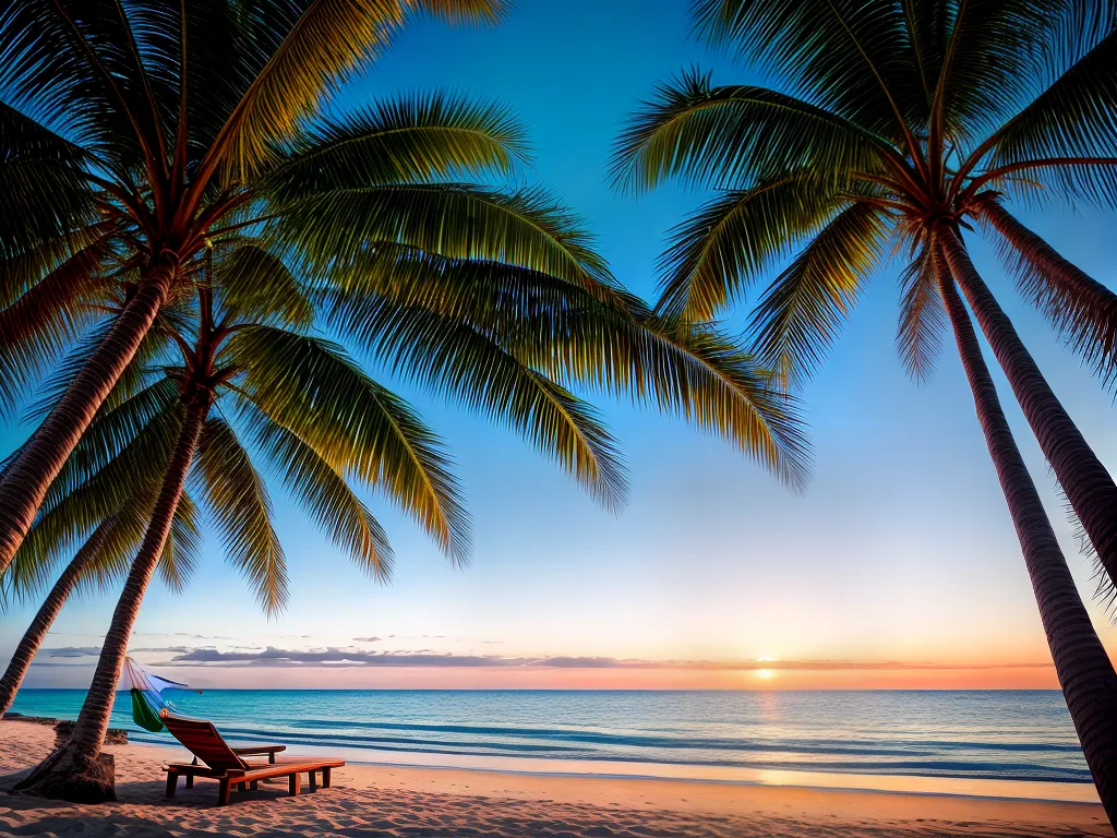 Fotos praia palmeiras por do sol hammock
