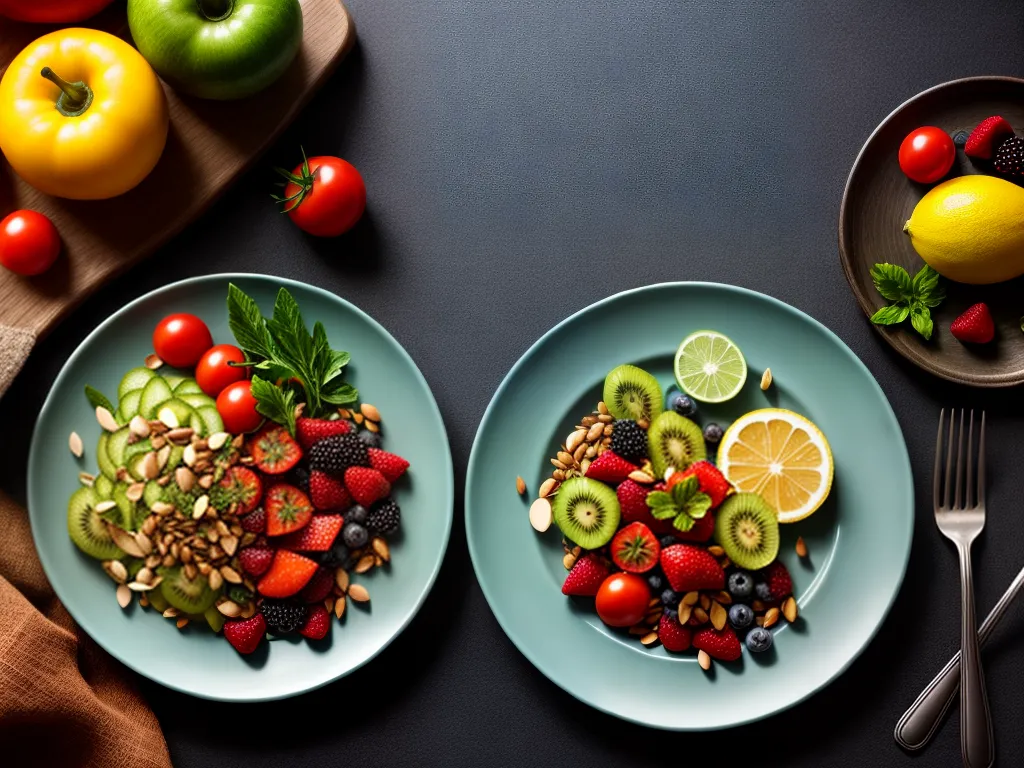 Fotos prato colorido frutas legumes sementes 5