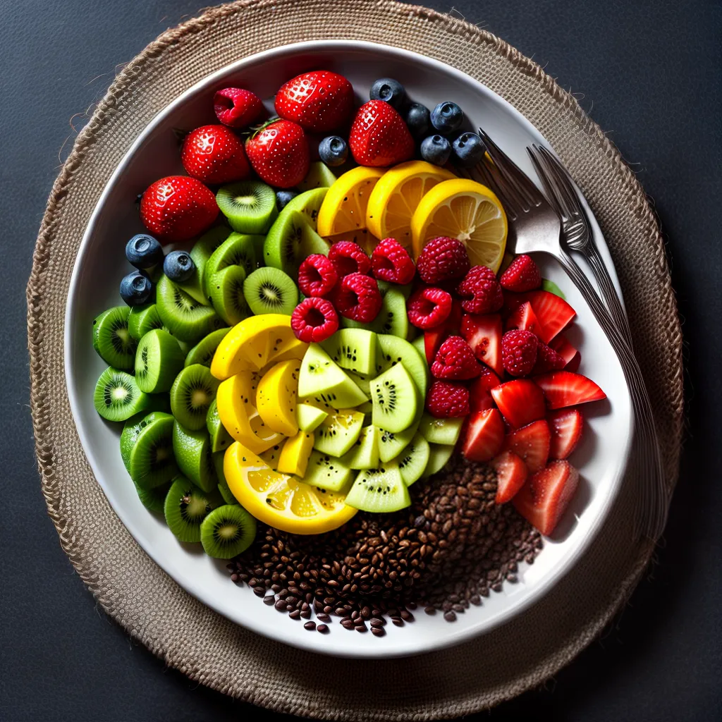 Fotos prato colorido frutas legumes sementes