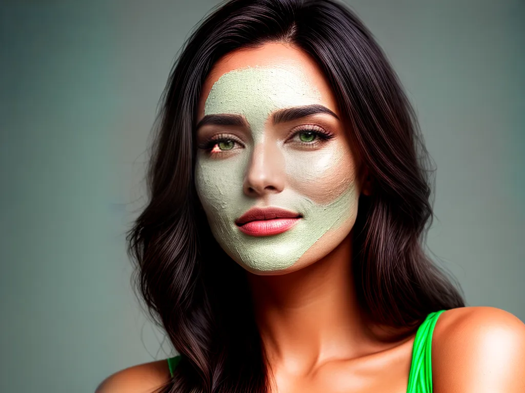 Fotos rosto mulher mascara verde rejuvenescimento