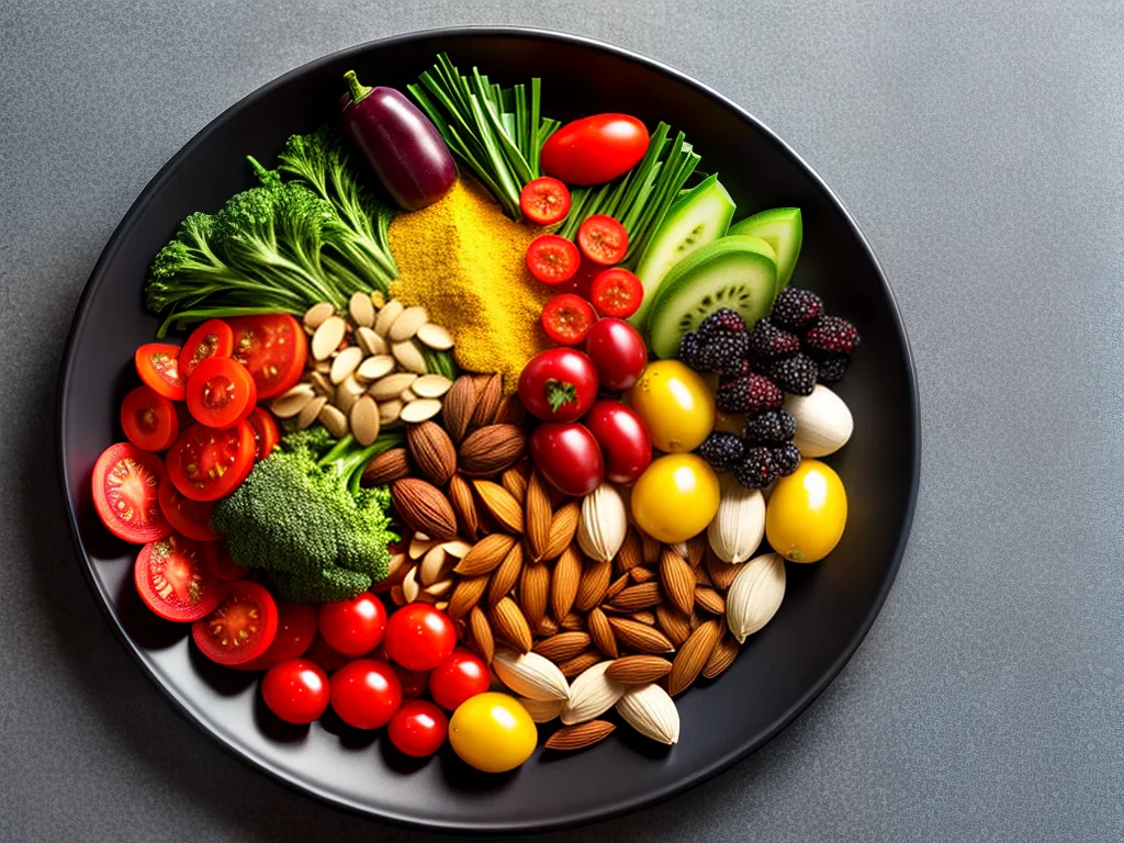 Fotos salada colorida vegetais frutas sementes