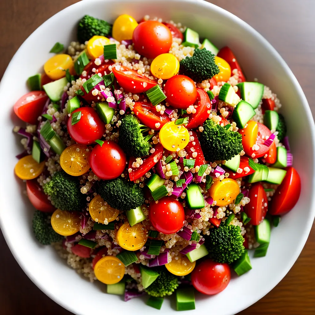 Fotos salada quinoa colorida legumes molho
