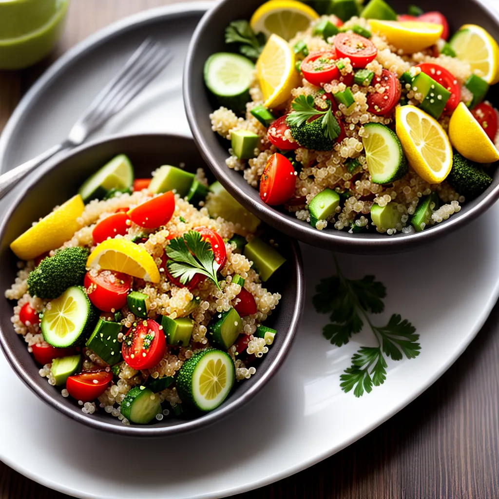 Fotos salada quinoa legumes limao