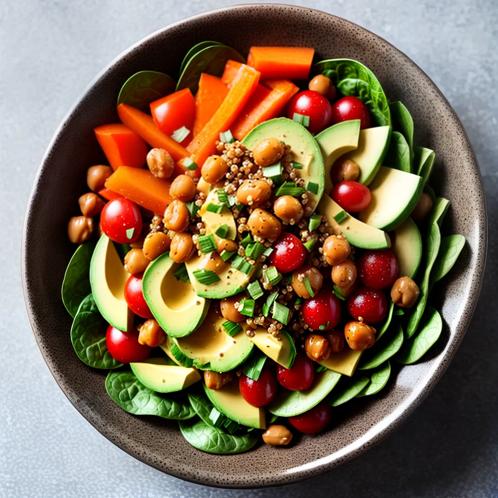 Fotos salada vegana proteina abacate