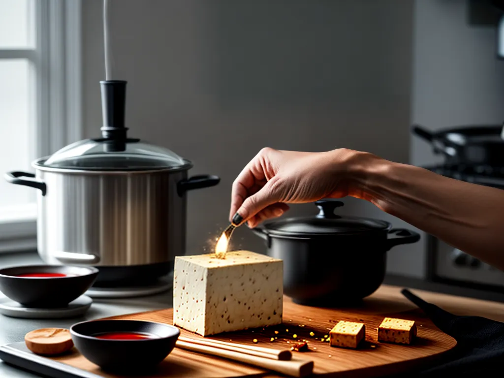 Fotos tofu caseiro preparo ingredientes wok