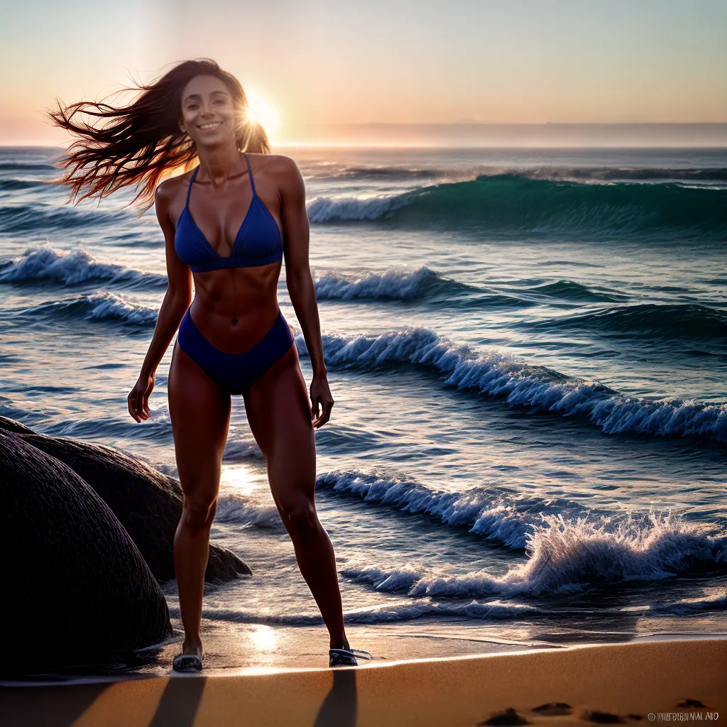 Fotos verao praia mulher sorridente agua