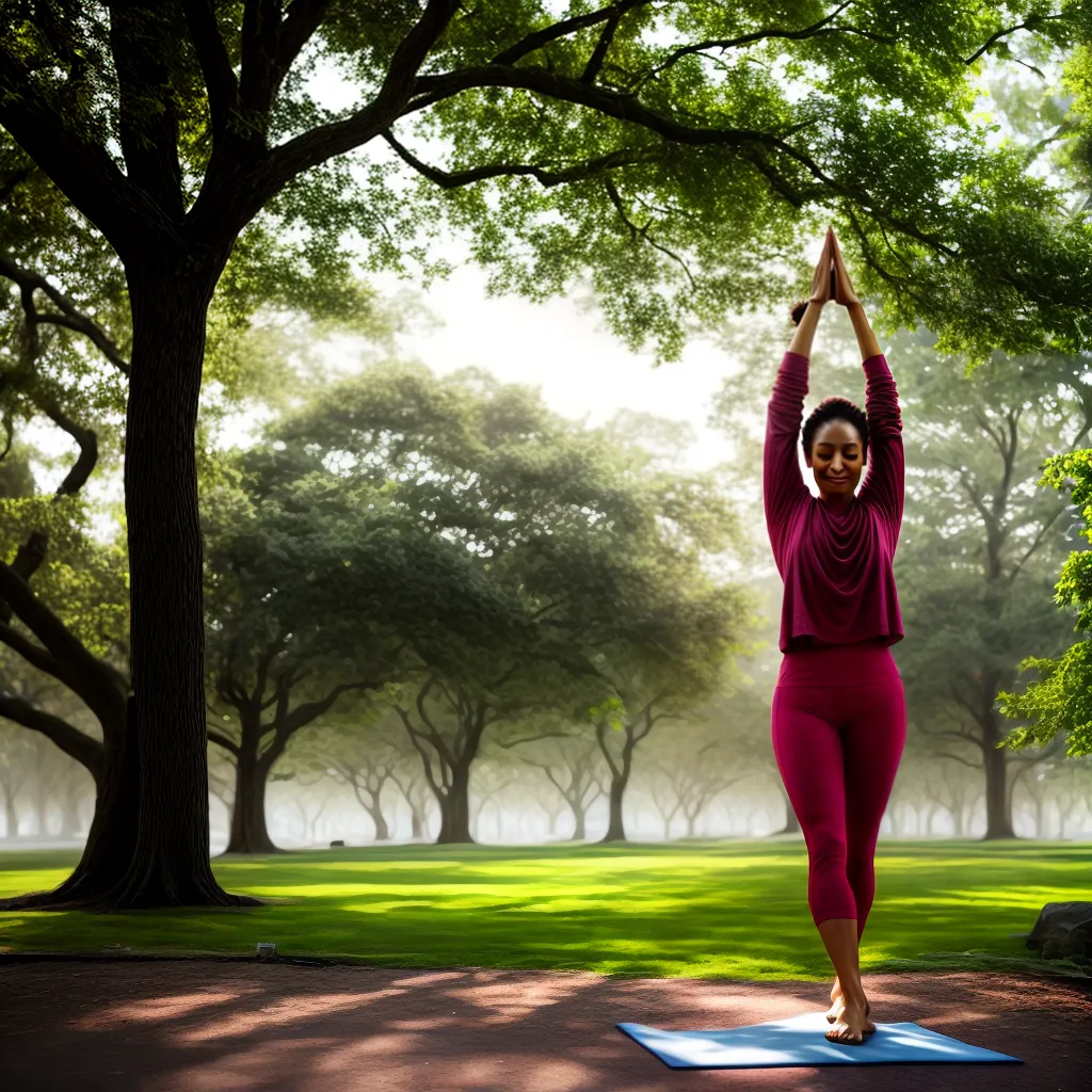 Fotos yoga parque mulher natureza
