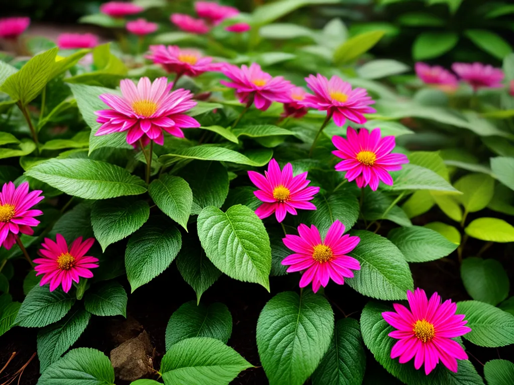 Fotos jardim flores coloridas folhagem verde