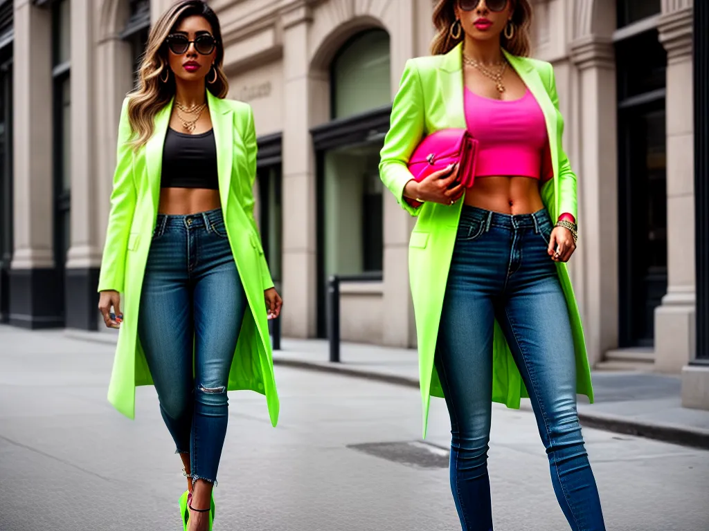 Fotos mulher estilosa blazer verde neon