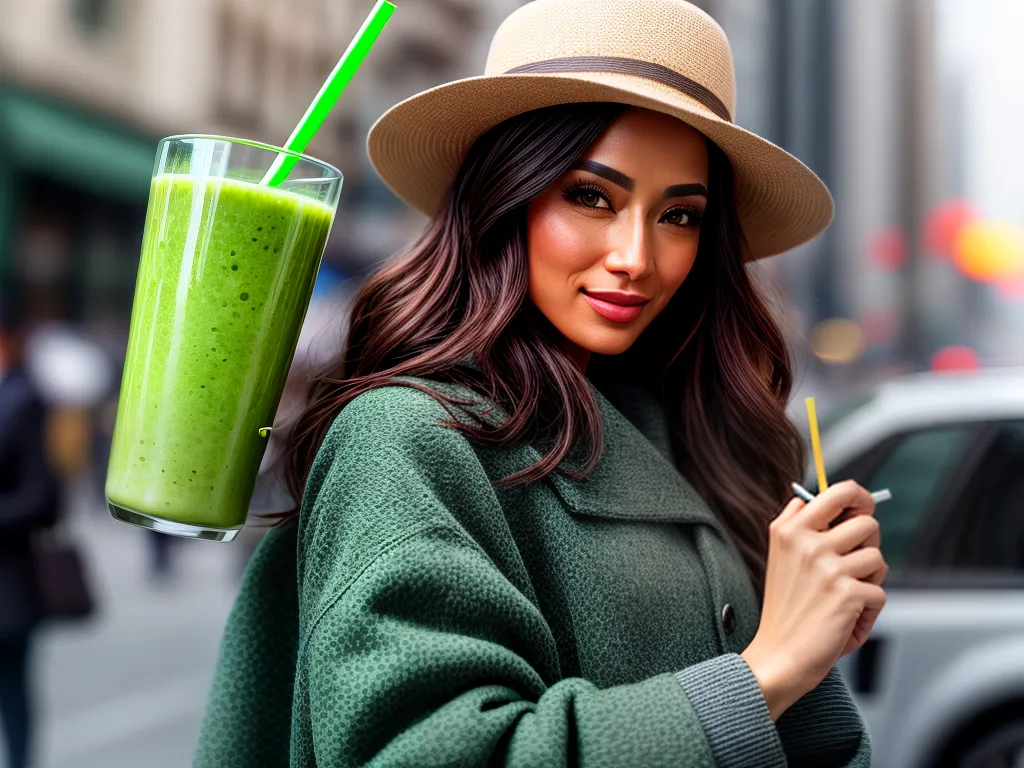 Fotos mulher mao smoothie verde saude