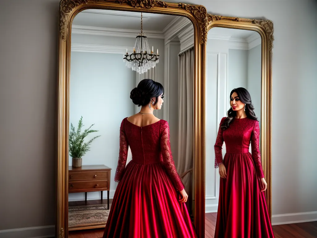 Fotos mulher reflexao vestido vermelho