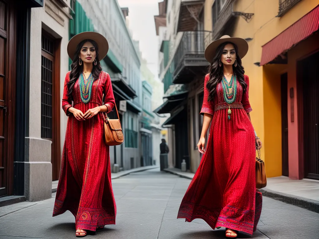 Fotos mulher vestido boemio cores vibrantes