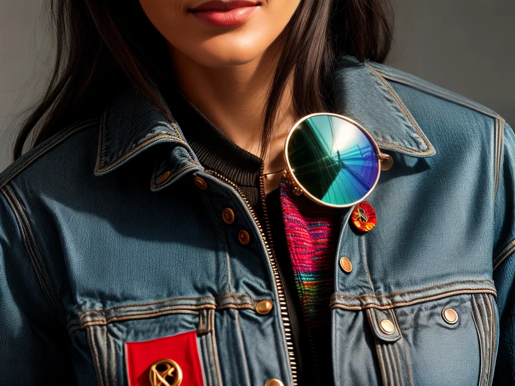 Fotos oculos vintage coloridos jaqueta pins
