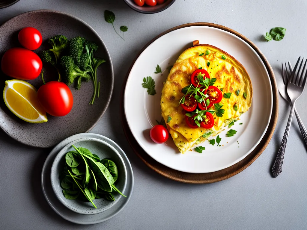 Fotos omelete colorido legumes frescos