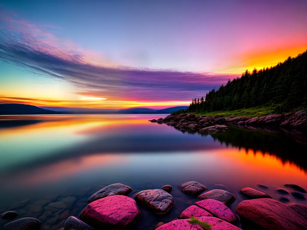 Fotos por do sol lago reflexo ceu colorido