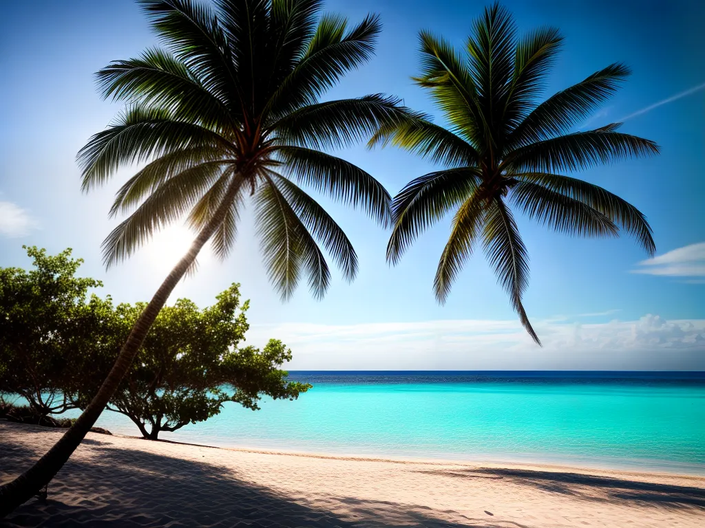 Fotos praia azul cristal hamacas palmeiras