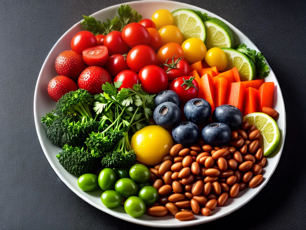 Fotos prato colorido frutas legumes vegetariano 1
