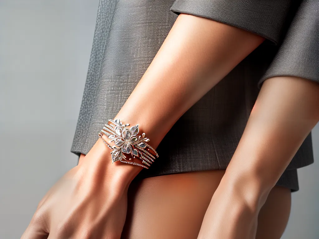 Fotos pulso mulher pulseira prata elegante