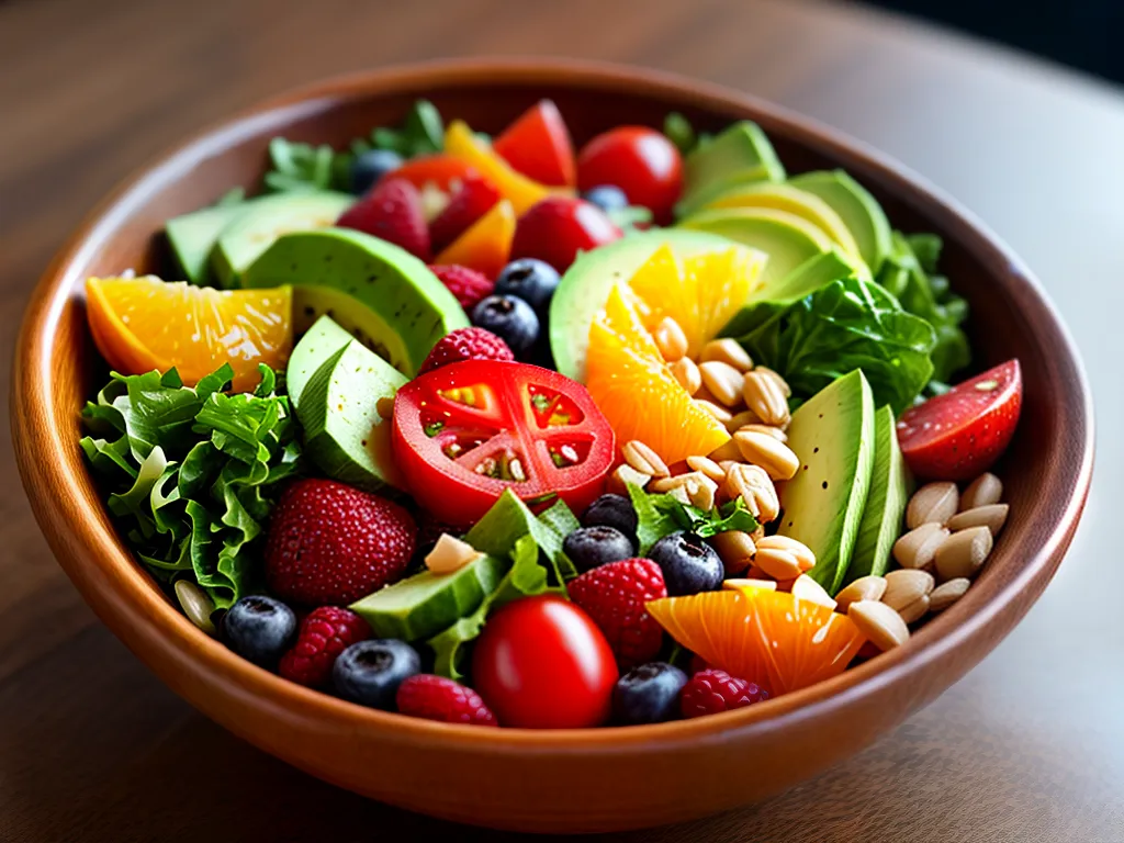 Fotos salada colorida frutas verduras graos