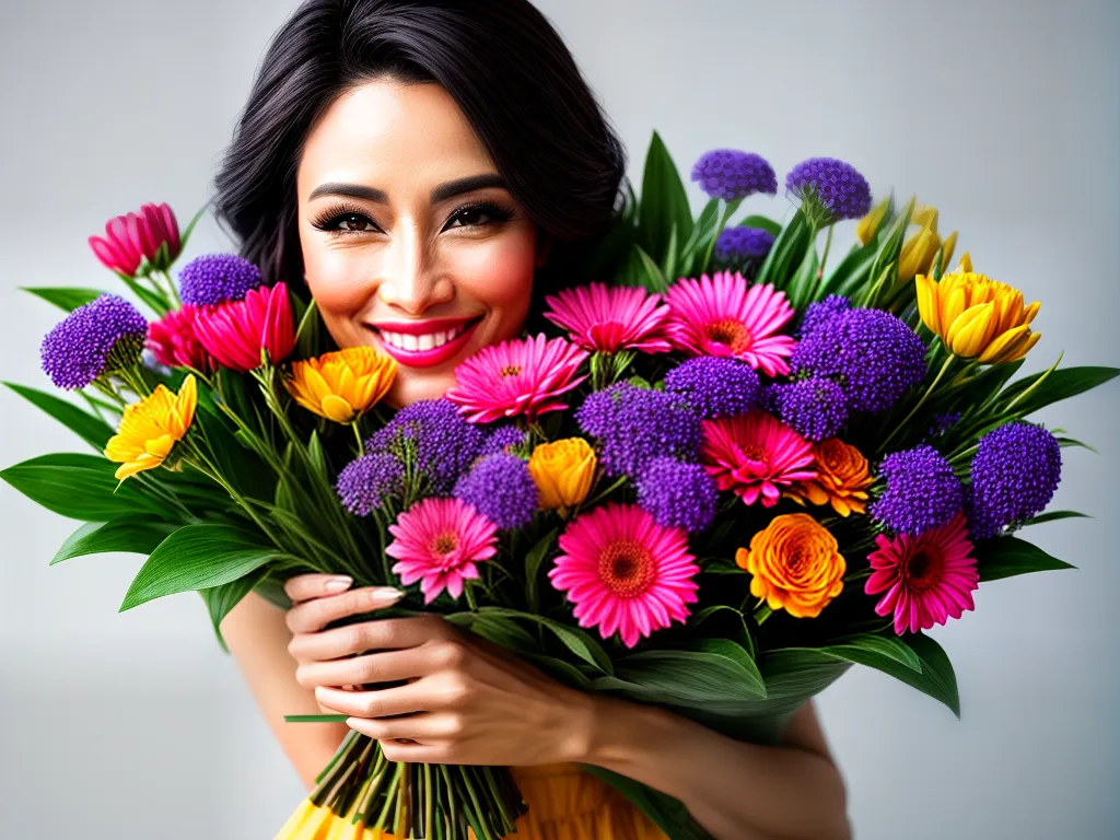Fotos sorriso generoso flores coloridas