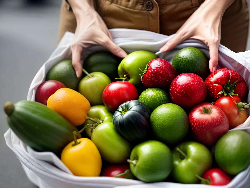 Fotos sustentabilidade saco reutilizavel frutas legumes