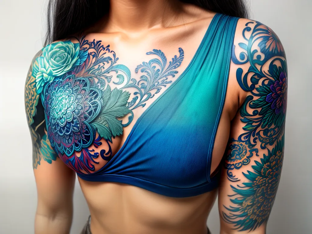 Fotos tatuagem azul turquesa intrincada